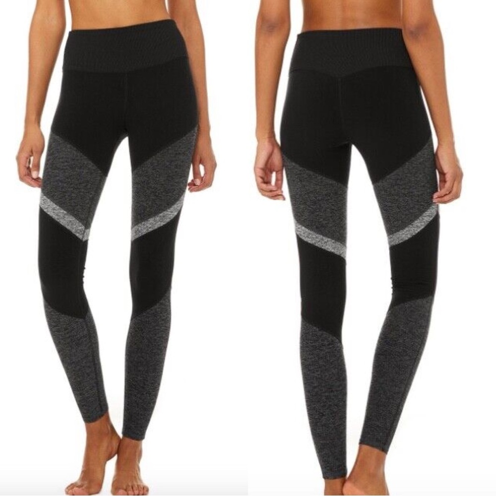 Alo Yoga High Waist Sheila Alosoft momentum Leggings Black/Grey color block SZ S